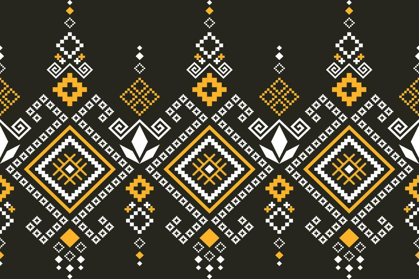 Nature vintages cross stitch traditional ethnic pattern paisley flower Ikat background abstract Aztec African Indonesian Indian seamless pattern for fabric print cloth dress carpet curtains and sarong vector