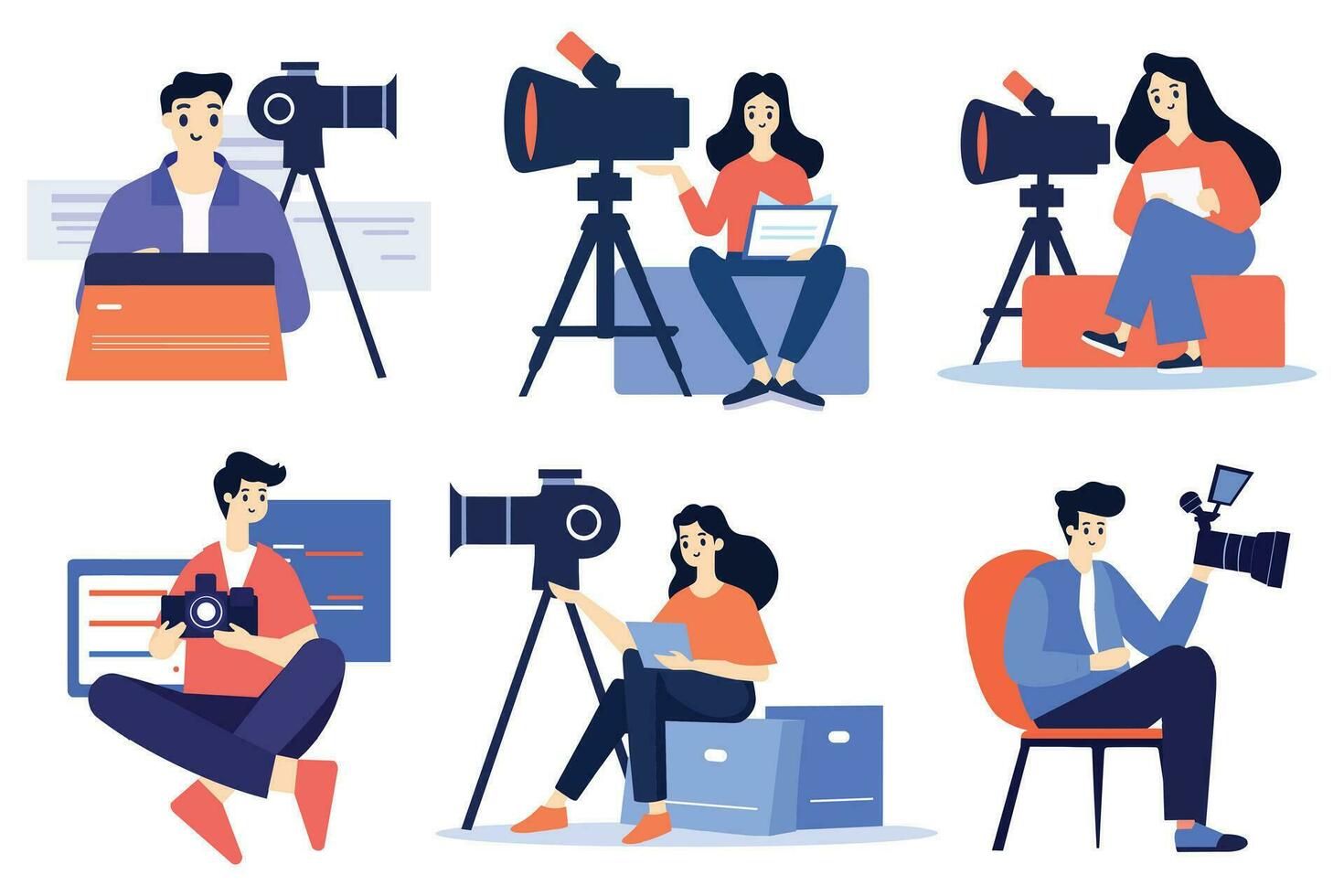 Hand Drawn reporter character in flat style vector