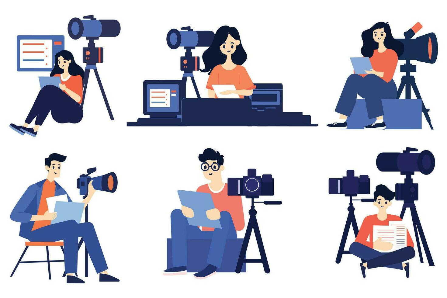Hand Drawn reporter character in flat style vector