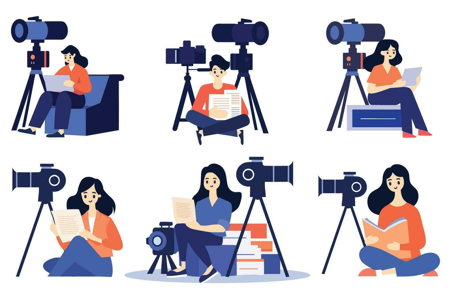 Hand Drawn reporter character in flat style vector