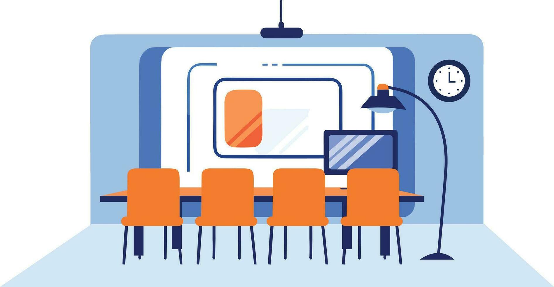 Hand Drawn Conference room table in flat style vector