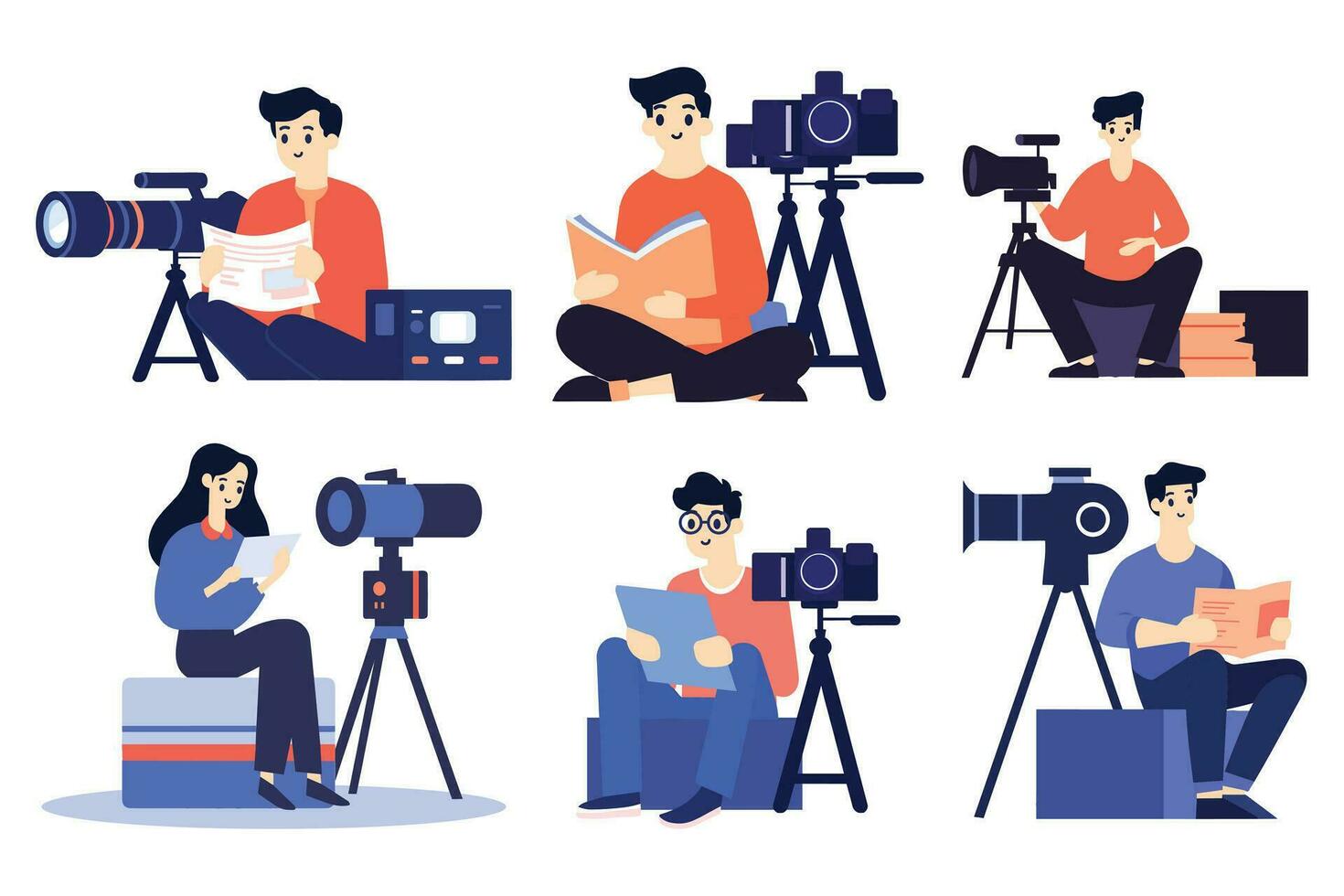Hand Drawn reporter character in flat style vector