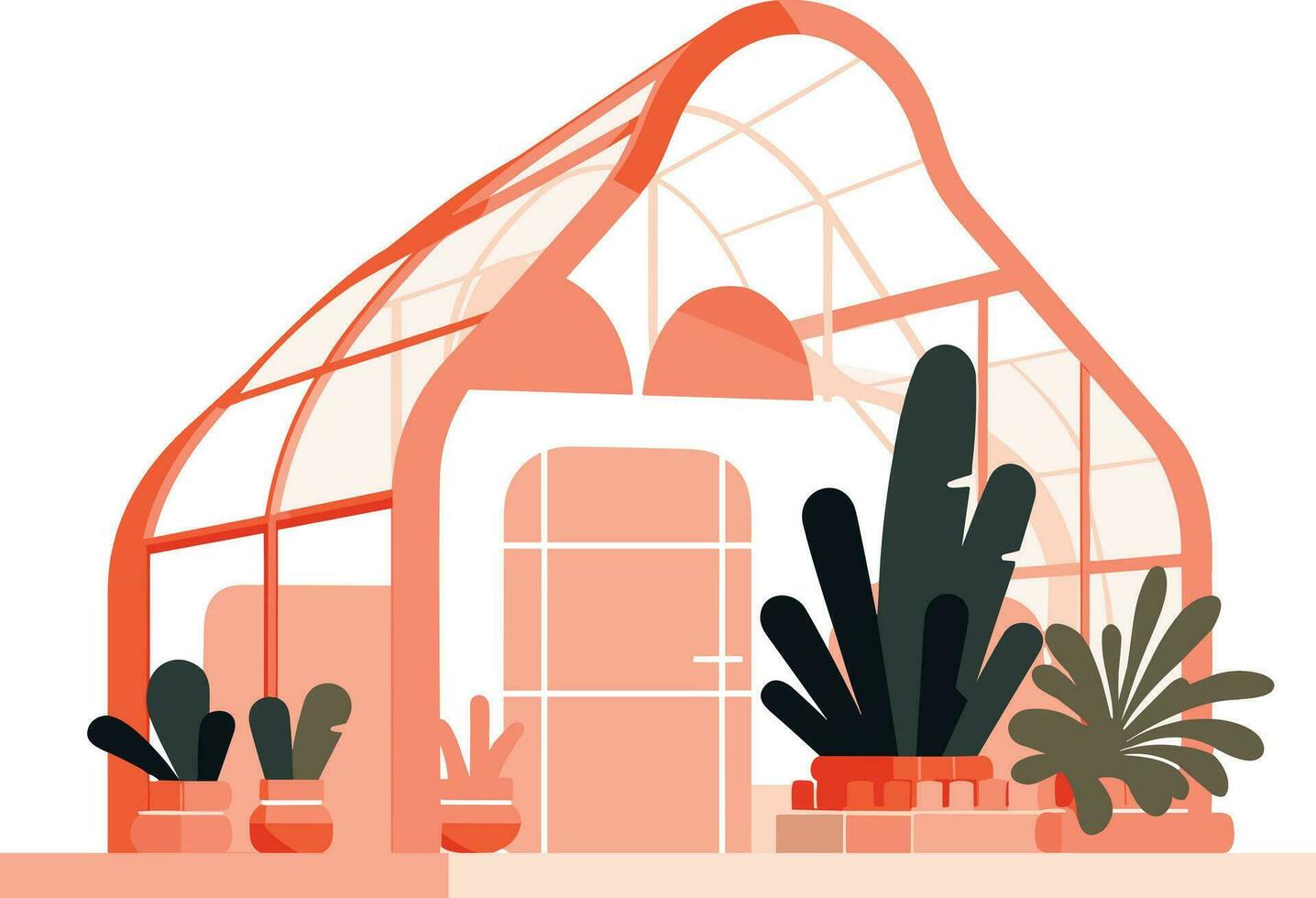 mano dibujado invernadero edificio para cultivo en plano estilo vector