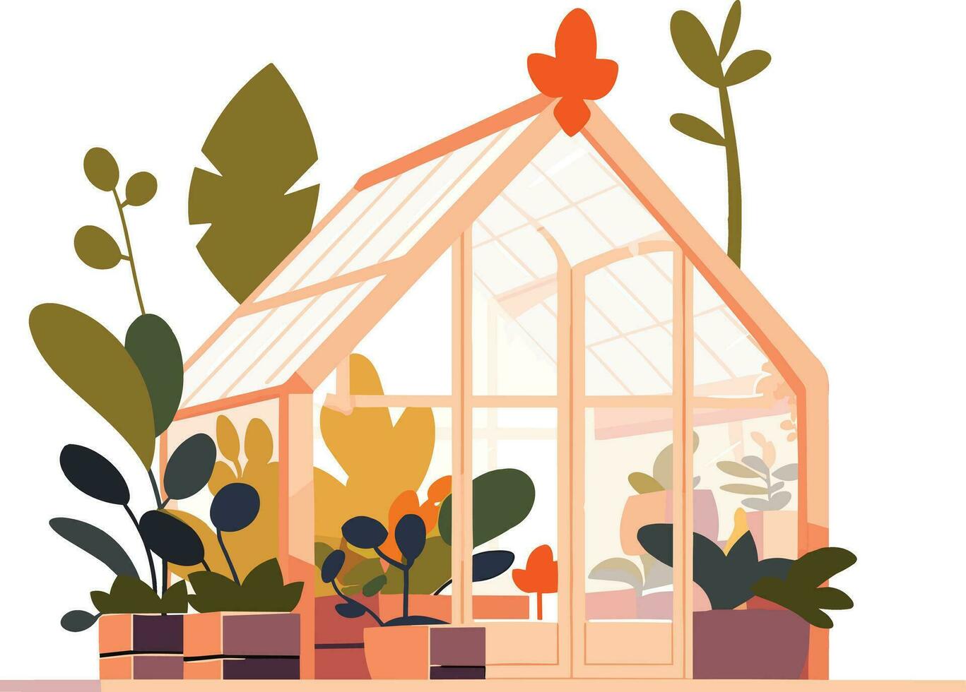 Hand Drawn Greenhouse building for cultivation in flat style vector