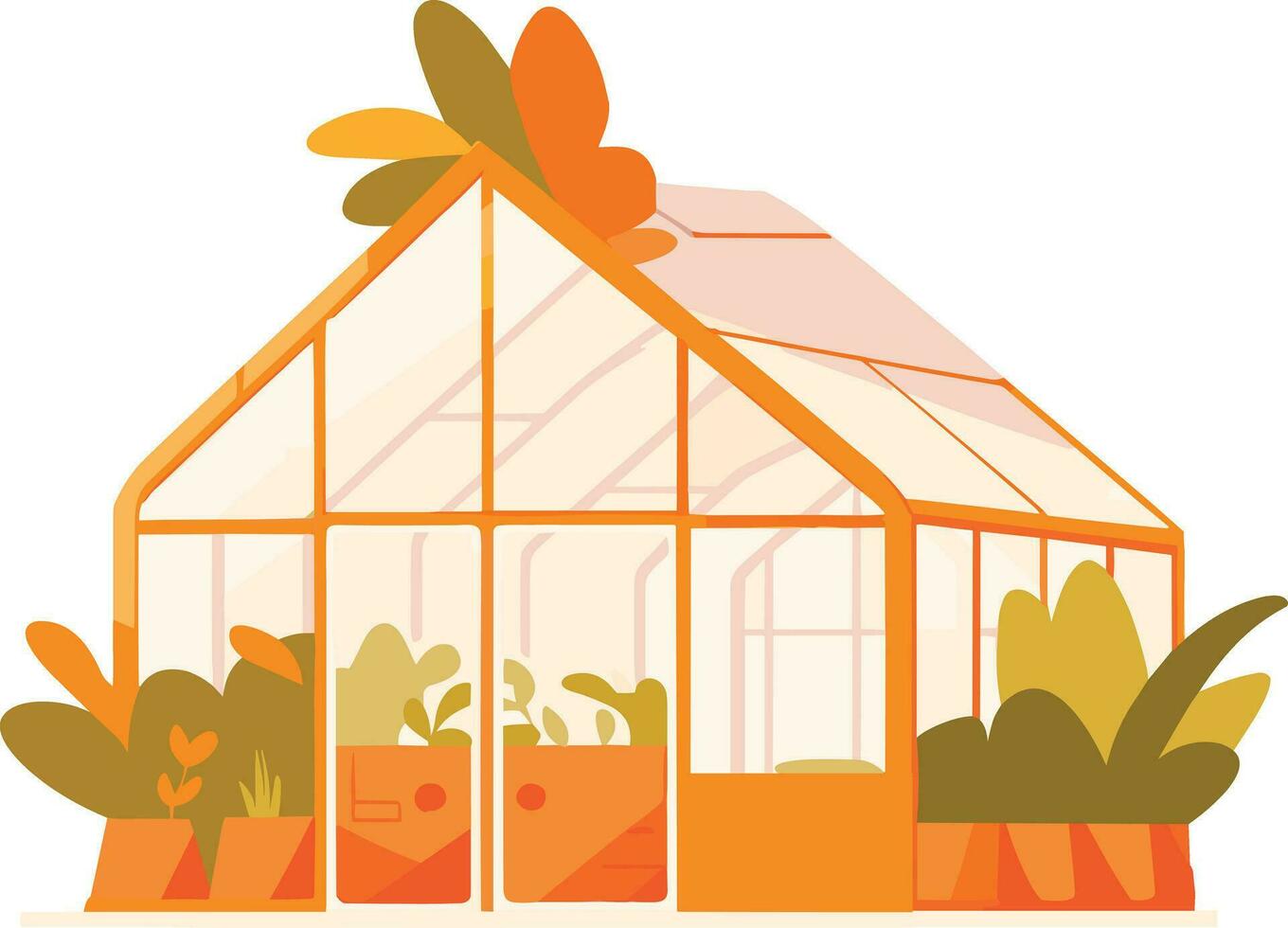 Hand Drawn Greenhouse building for cultivation in flat style vector