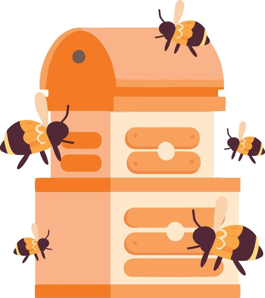 Hand Drawn Beekeeping box or bee house in flat style vector