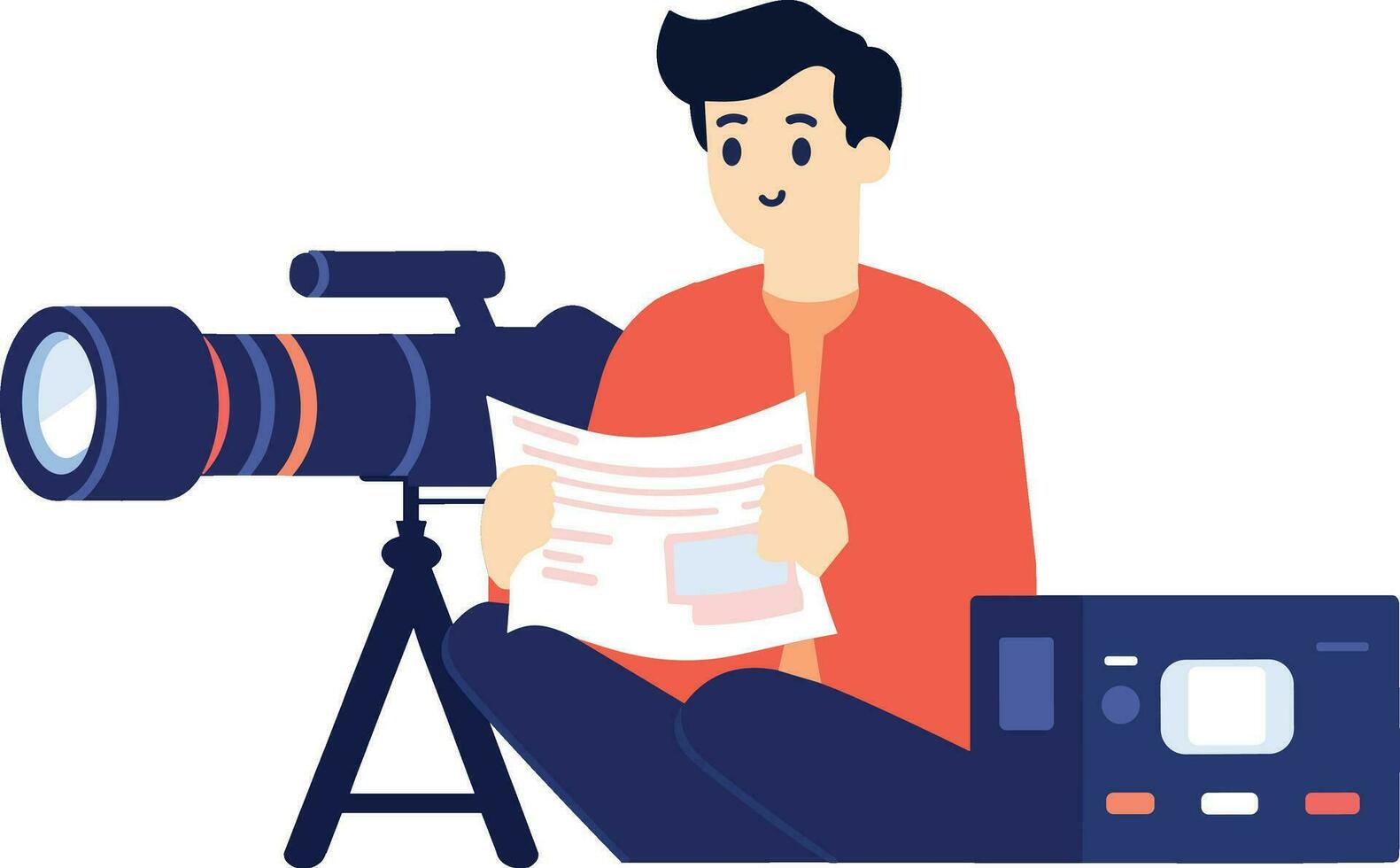 Hand Drawn male reporter character in flat style vector
