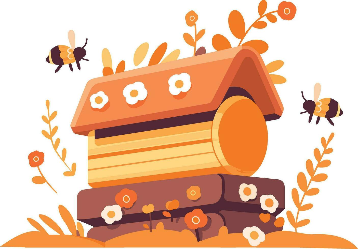 Hand Drawn Beekeeping box or bee house in flat style vector