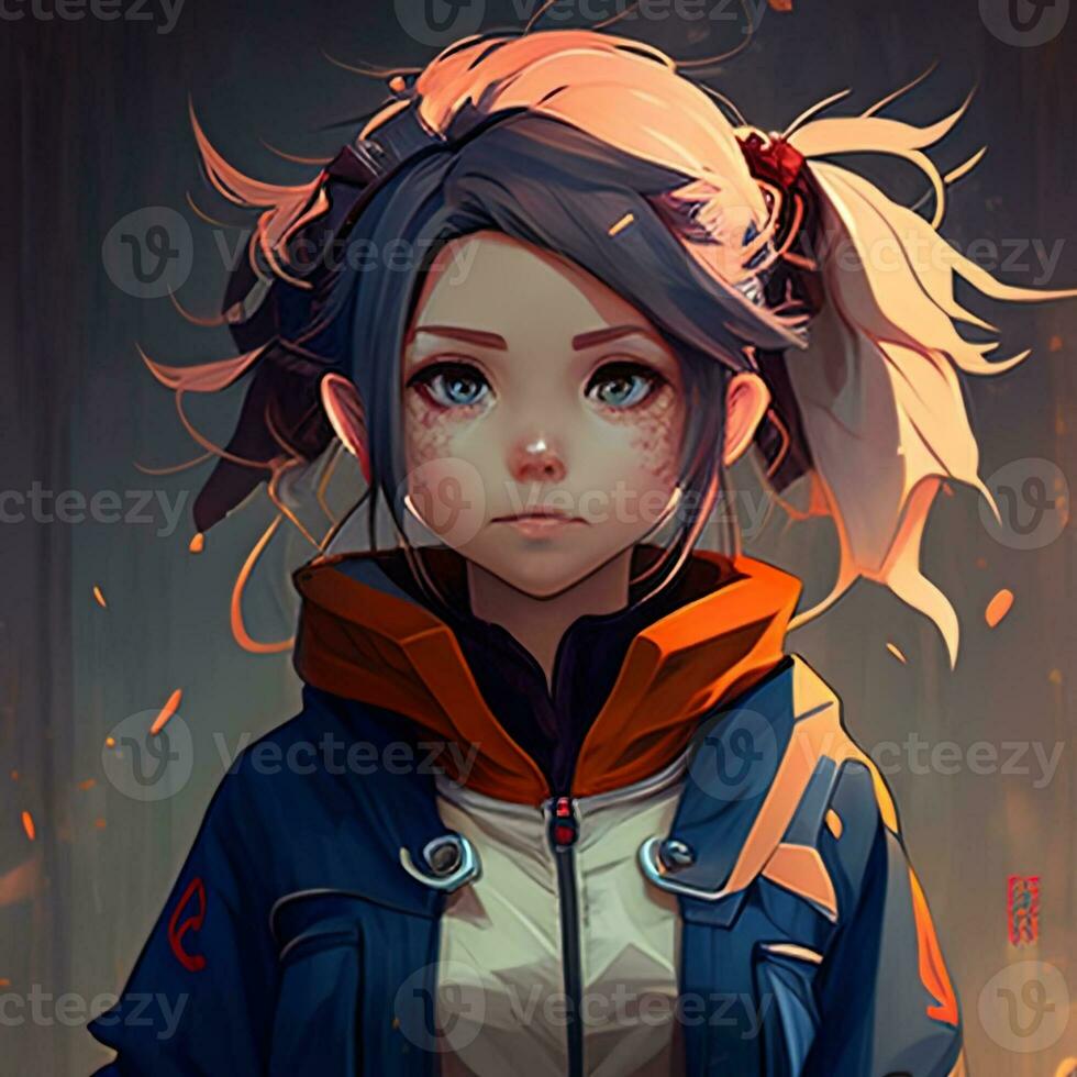 Asian girl anime avatar. Ai art photo