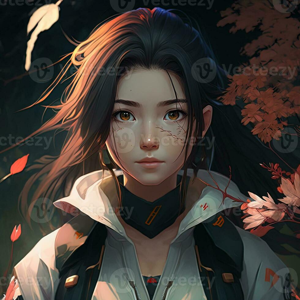 Asian girl anime avatar. Ai art photo