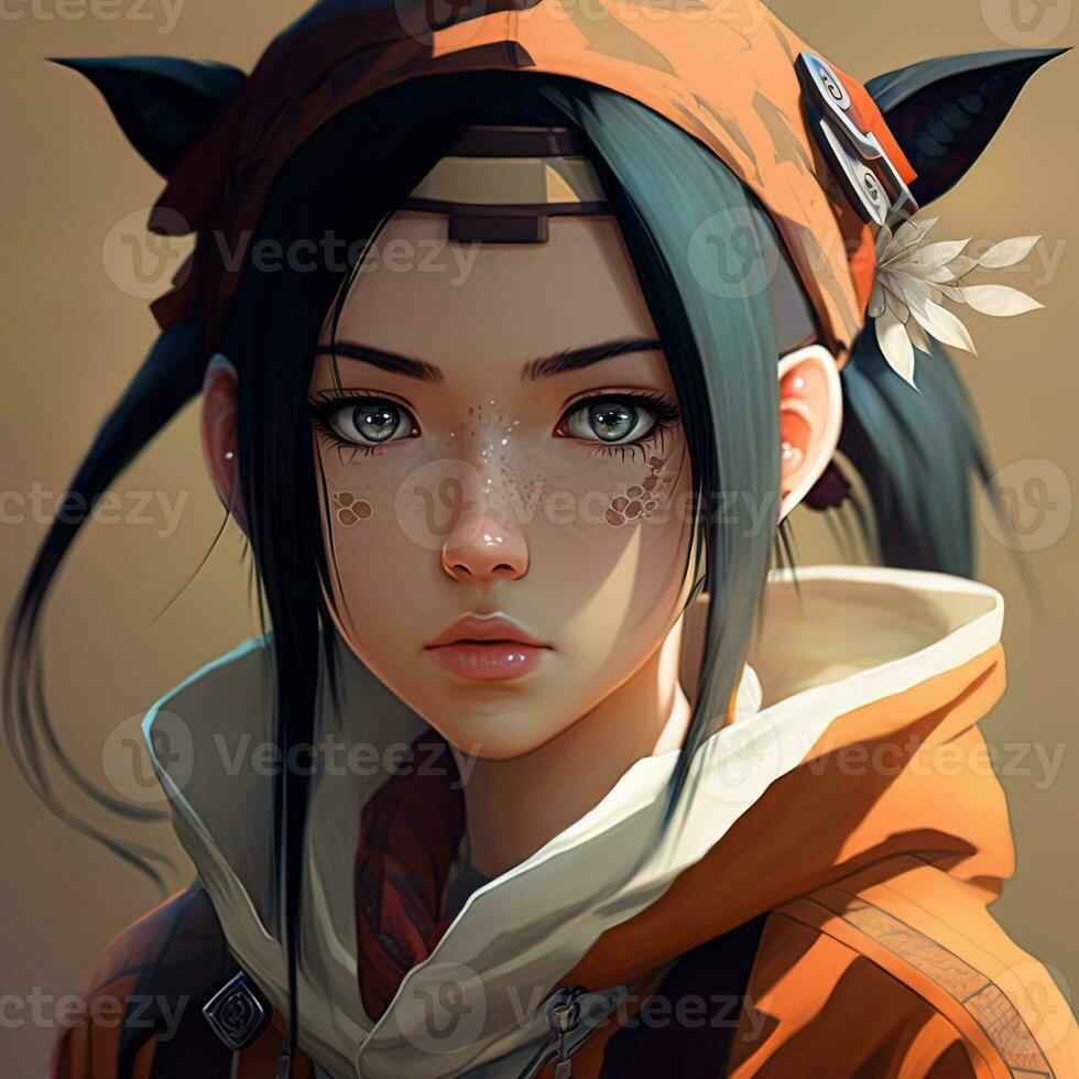 Asian girl anime avatar. Ai art photo