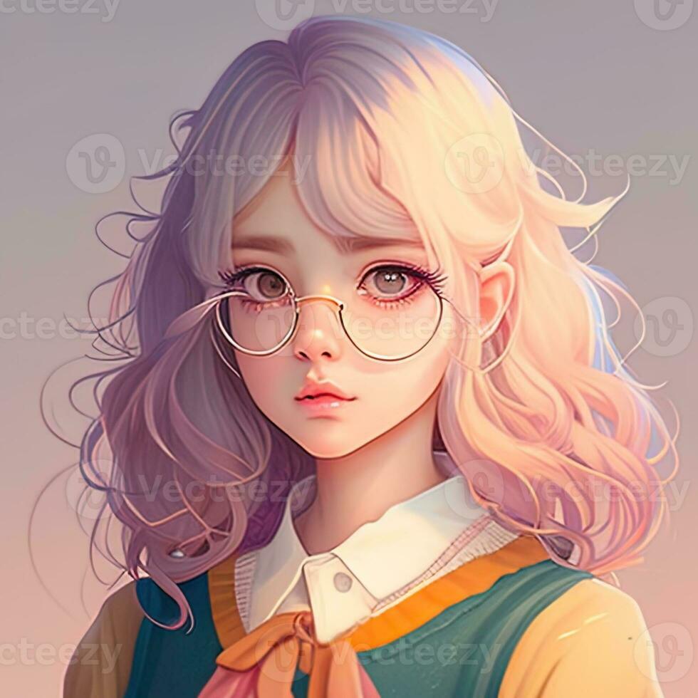 Asian girl anime avatar. Ai art photo