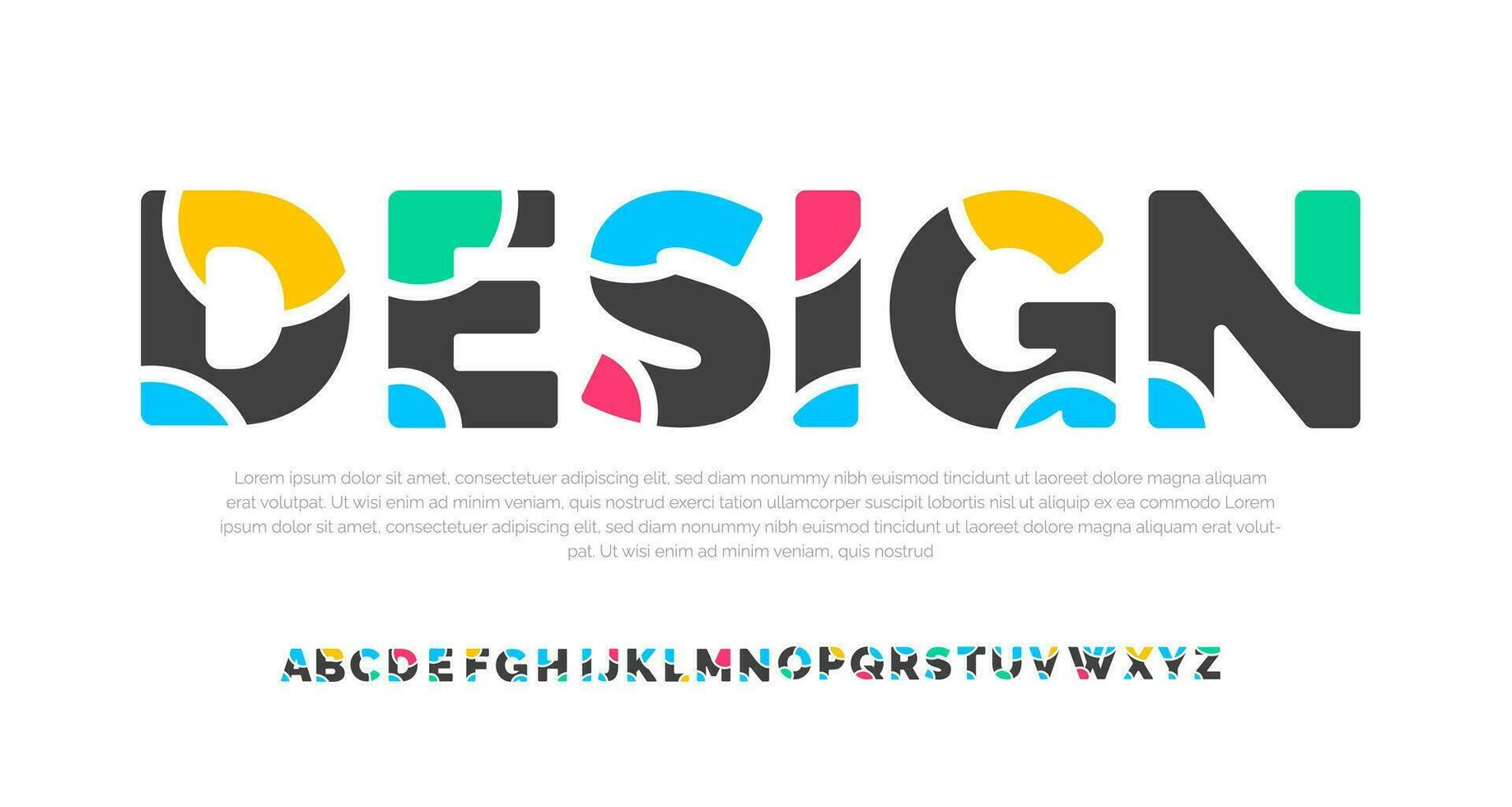 Modern creative minimal abstract digital colorful alphabet font design template set. Minimal Fashionable technology typography, Creative urban sport fashion futuristic font design. vector illustration