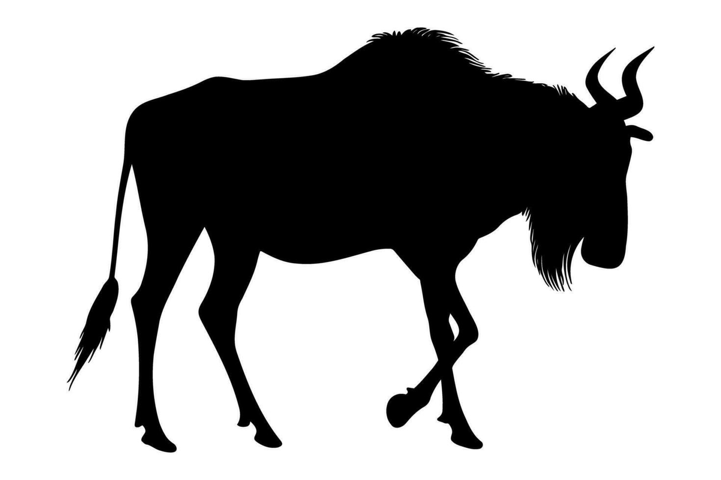 wildebeest silhouette. vector illustration
