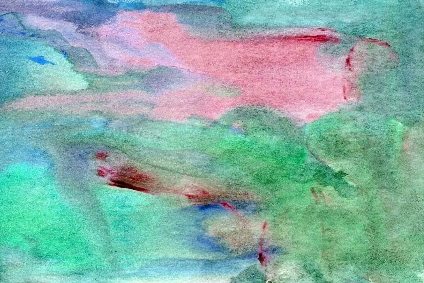 Hand drawn watercolor green red texture photo