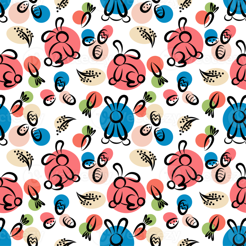 Pattern with bunnies and carrots for Easter png