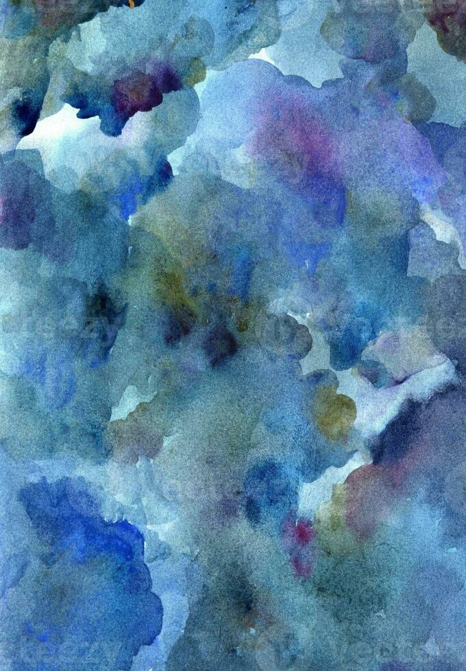 Blue hand-drawn watercolor background photo