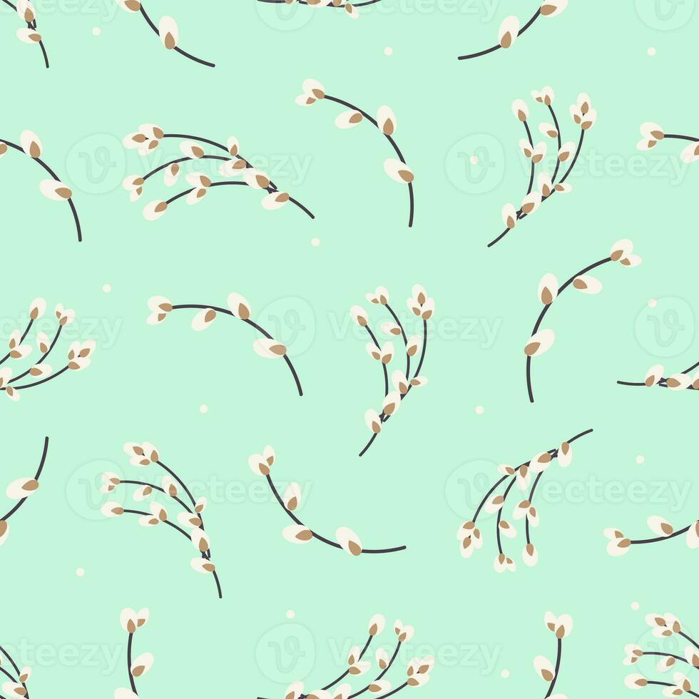 Willow twigs pattern. spring pattern with willow. photo