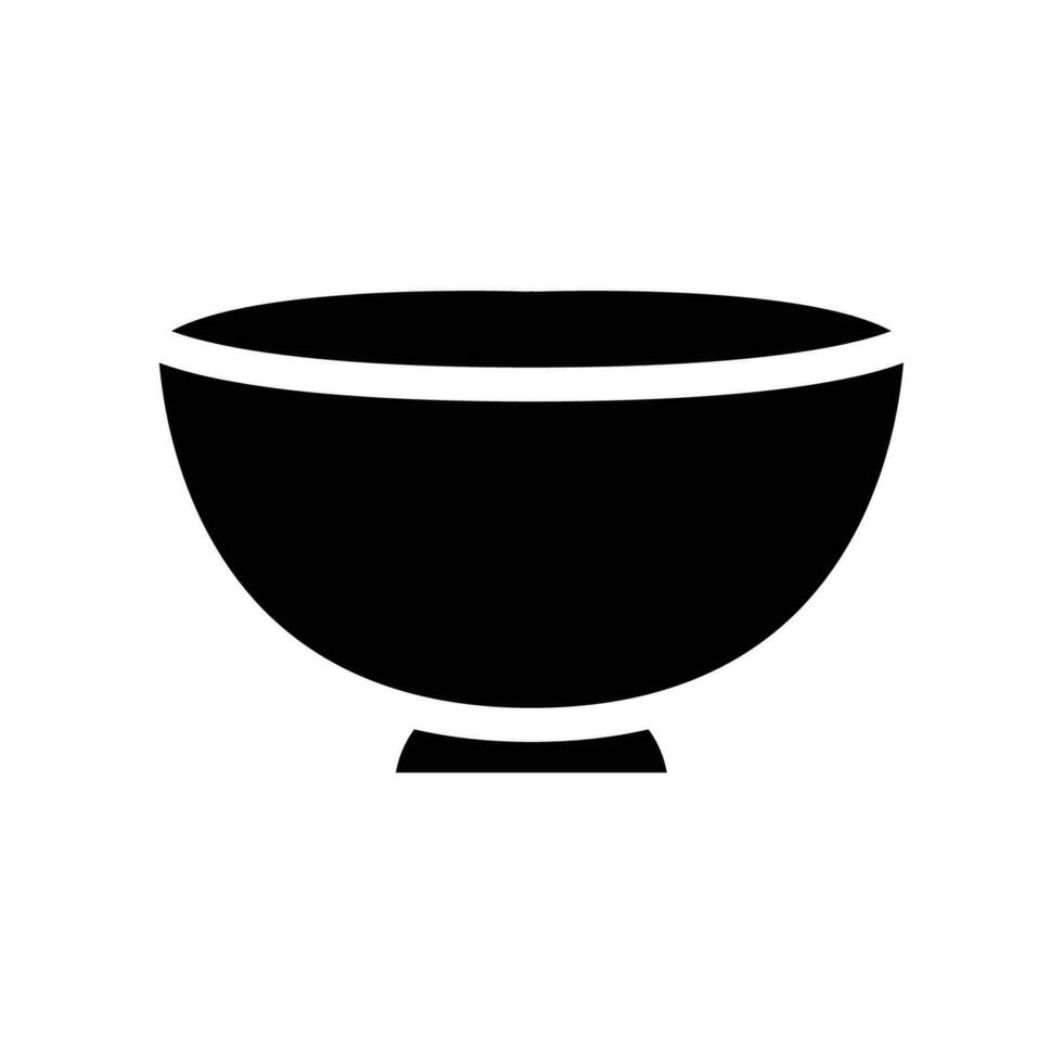 Empty bowl icon for kitchen utensil can be use for asian food style. Oriental Soup plate element in trendy style. Silhouette solid symbol. Vector illustration. Design on white background. EPS10