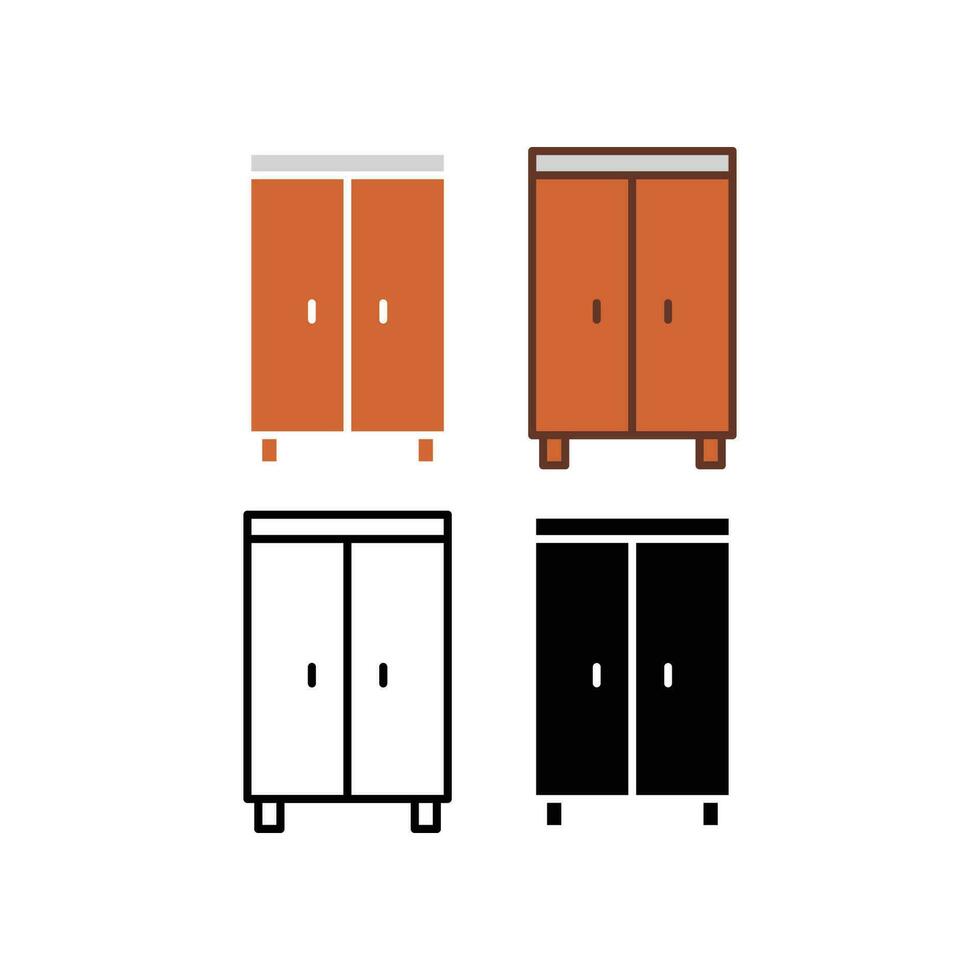 Wardrobe, Double door Closet simple line. Natural wooden Furniture, Room interior element cabinet for mobile concept and web design and apps. Vector illustration. Design on white background. EPS10