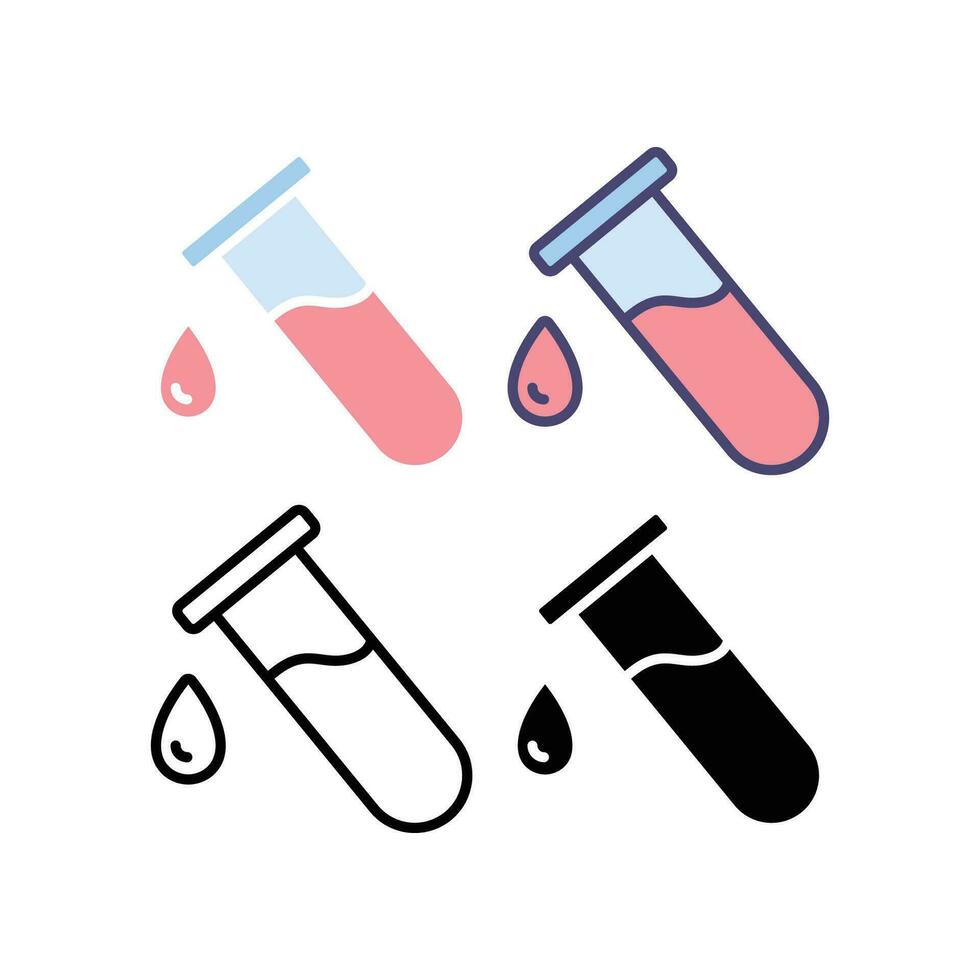 Test tube with drop icon. Science laboratory analyze with tube glass and solid water droplet inside. Biology or chemistry experiments. Blood test.Vector illustration design on white background EPS10 vector