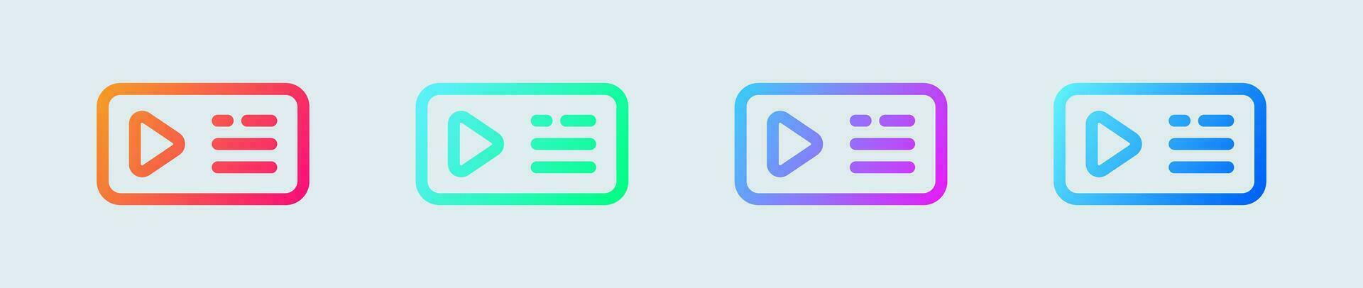 Series line icon in gradient colors. Playlist signs vector illustration.