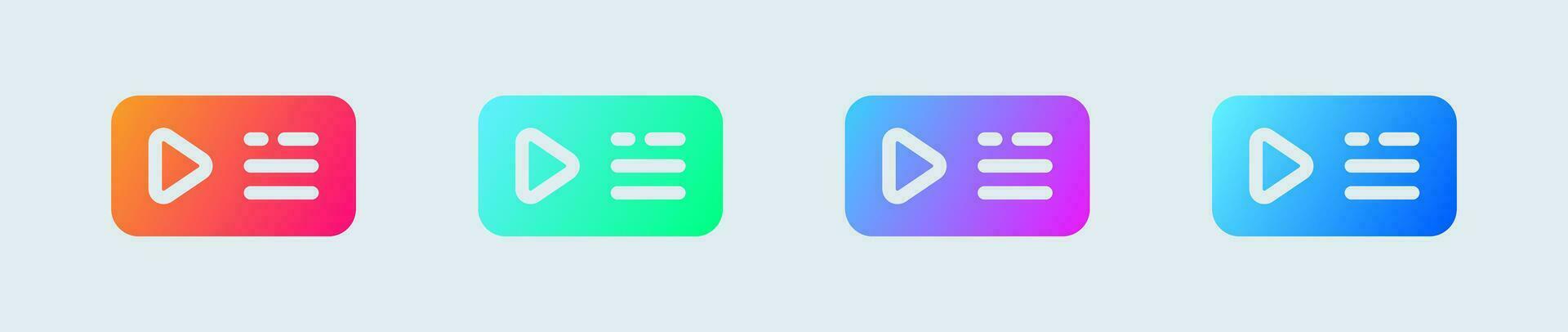 Series solid icon in gradient colors. Playlist signs vector illustration.