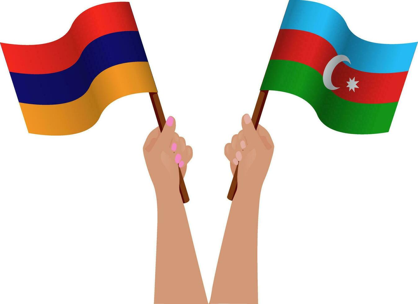 Azerbaijani Armenian flags together, great design for any purpose. Azerbaijan nagorno karabakh conflict relations between countries. World peace concept. Vector illustration. White background isolated