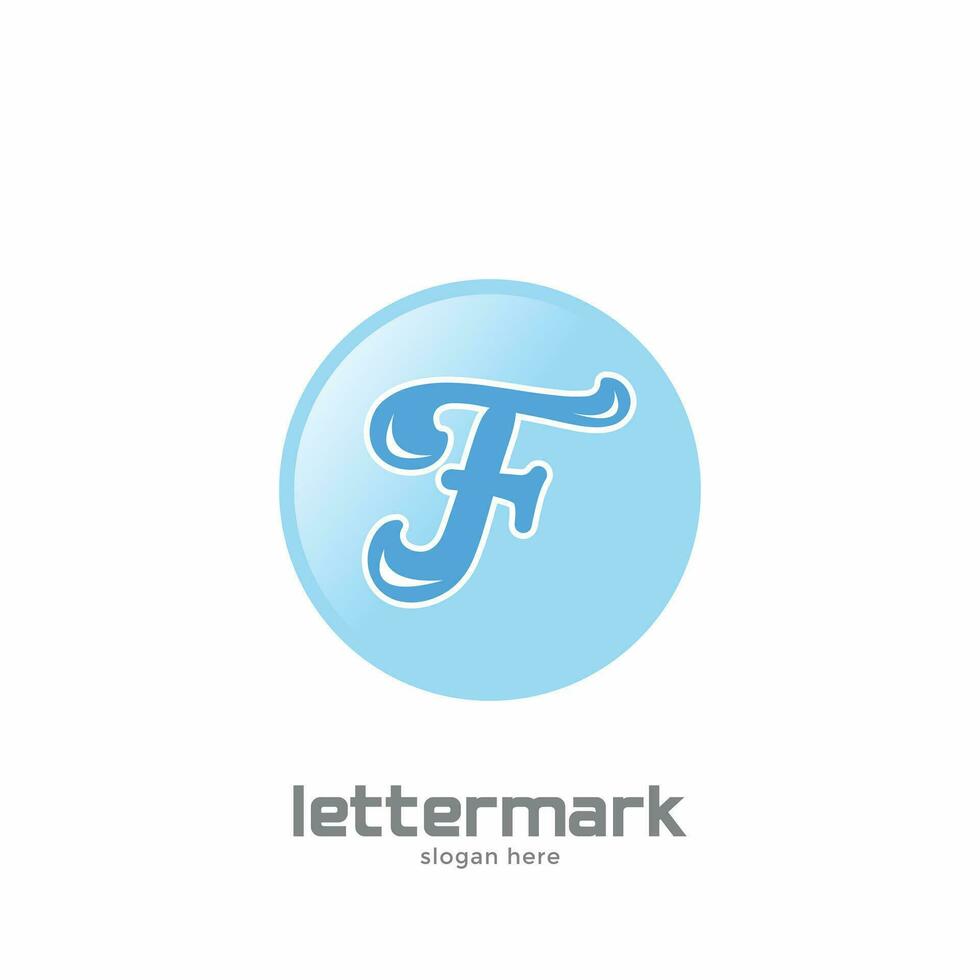 letter F technology glossy logo vector