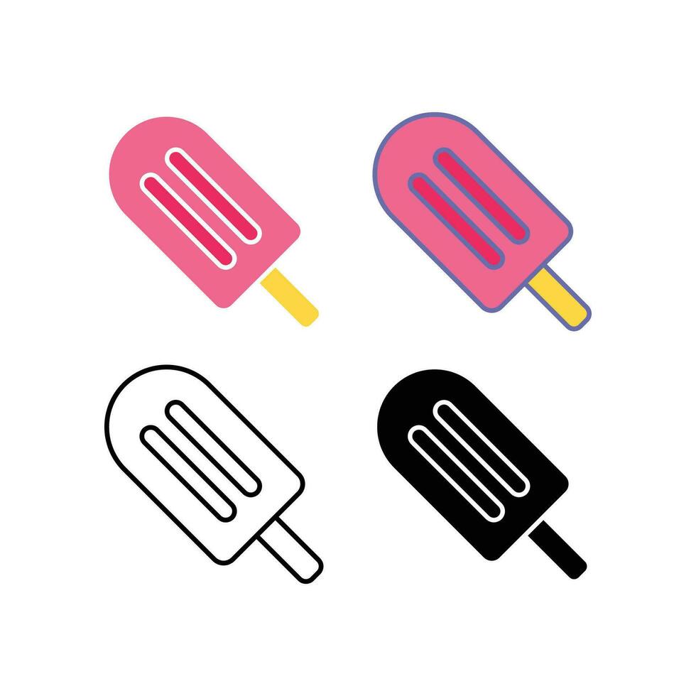 Tasty ice cream in popsicle with strawberry flavor. Freshness Sweet dessert food. Ice cream stick symbol summer, tropical vacation icon. Vector illustration. design on white background, EPS10