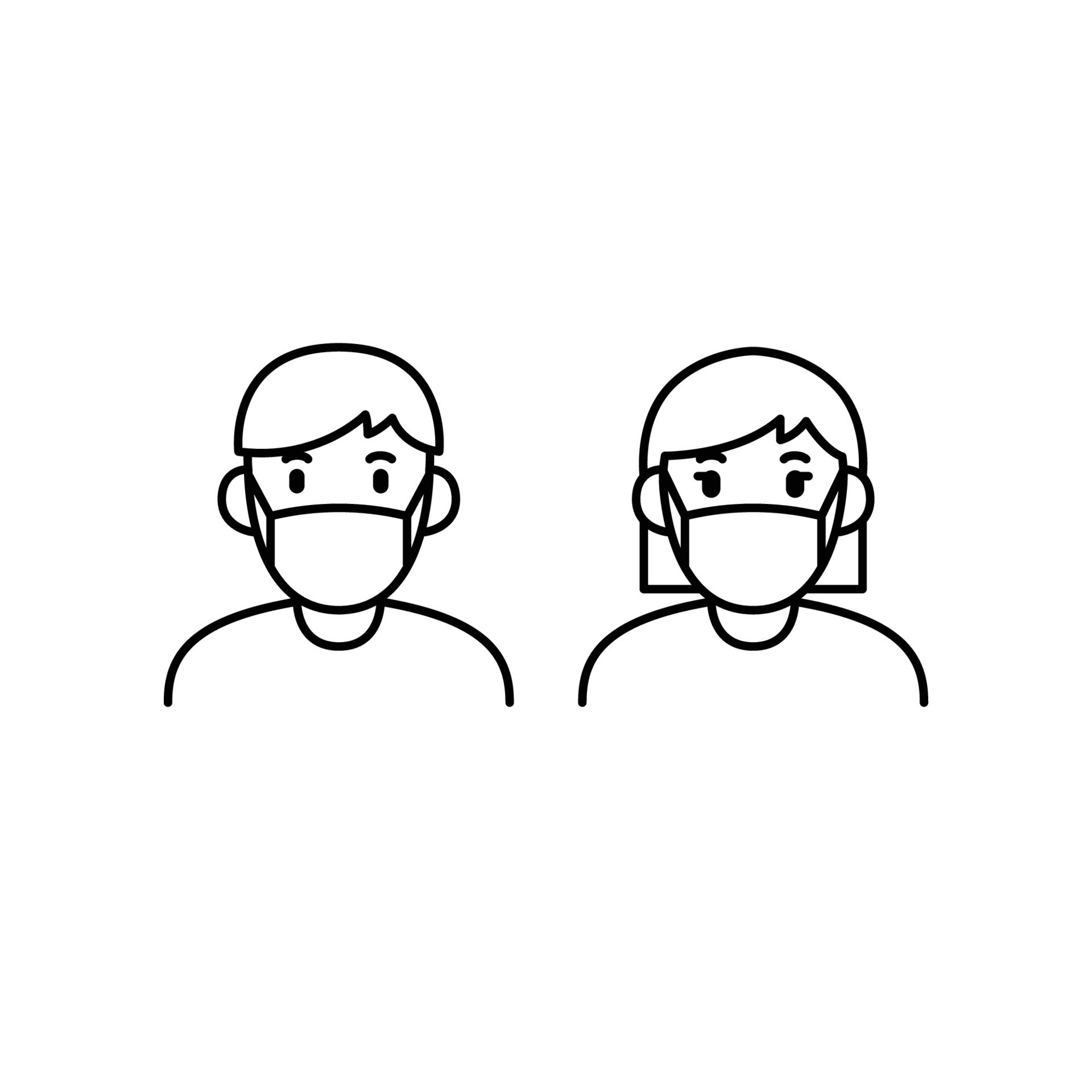 a man and woman wear mask icon. People wearing protective surgical mask