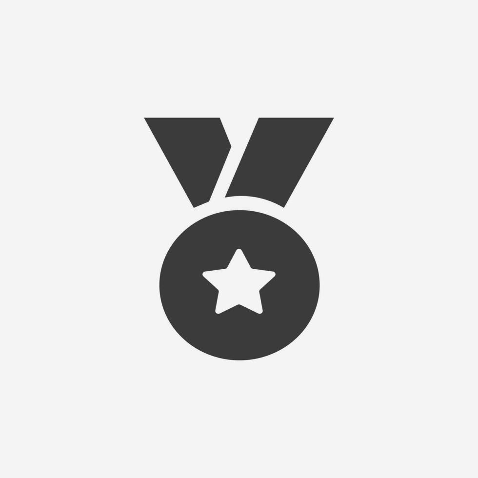 recompensa, premio, ganador, medalla con icono de estrella vector símbolo aislado