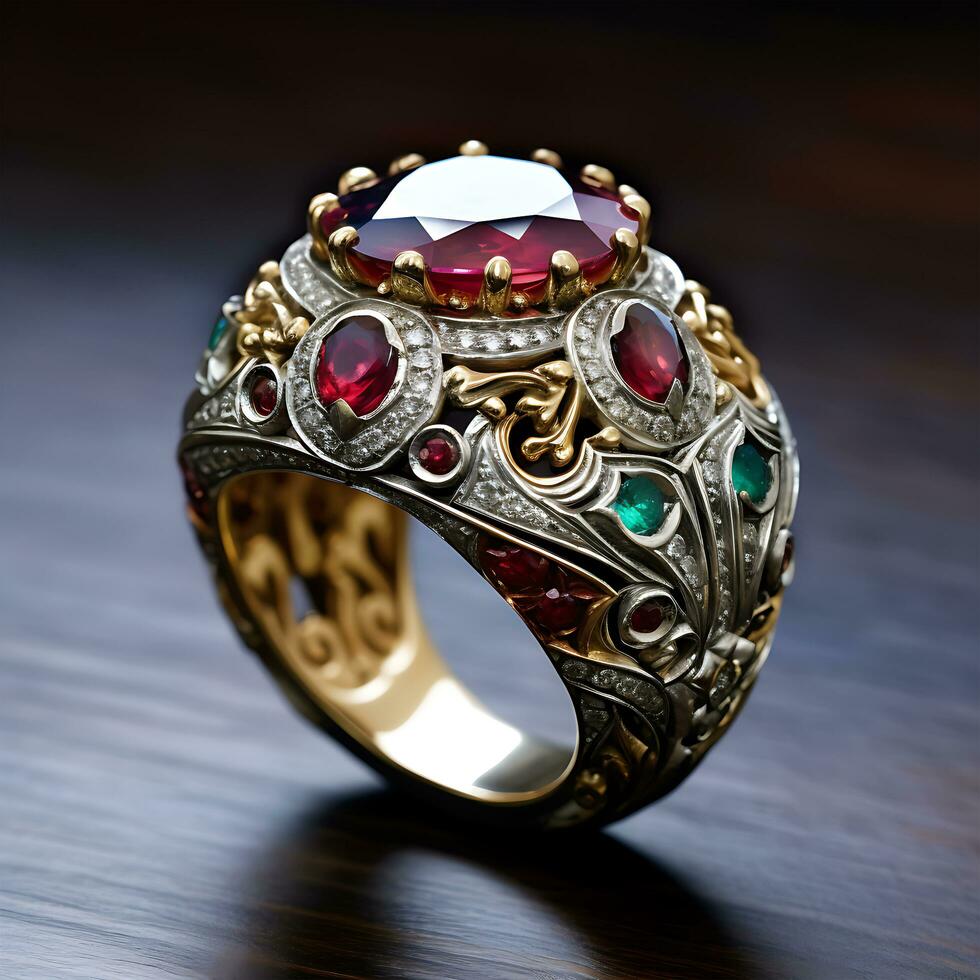 The word Diamond wedding ring Realistic royal gemstone photography photo