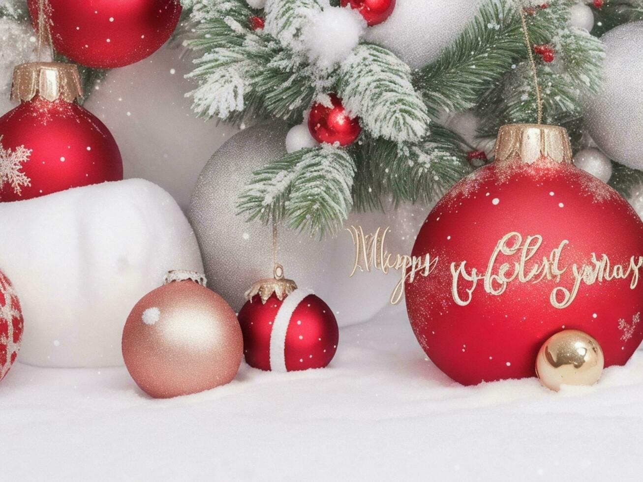 Merry christmas Festive Christmas Decorations Holiday Winter Background AI Generated photo