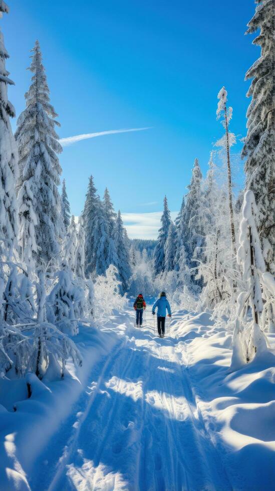 Cross-Country Skiing. Endurance and scenic routes throug photo