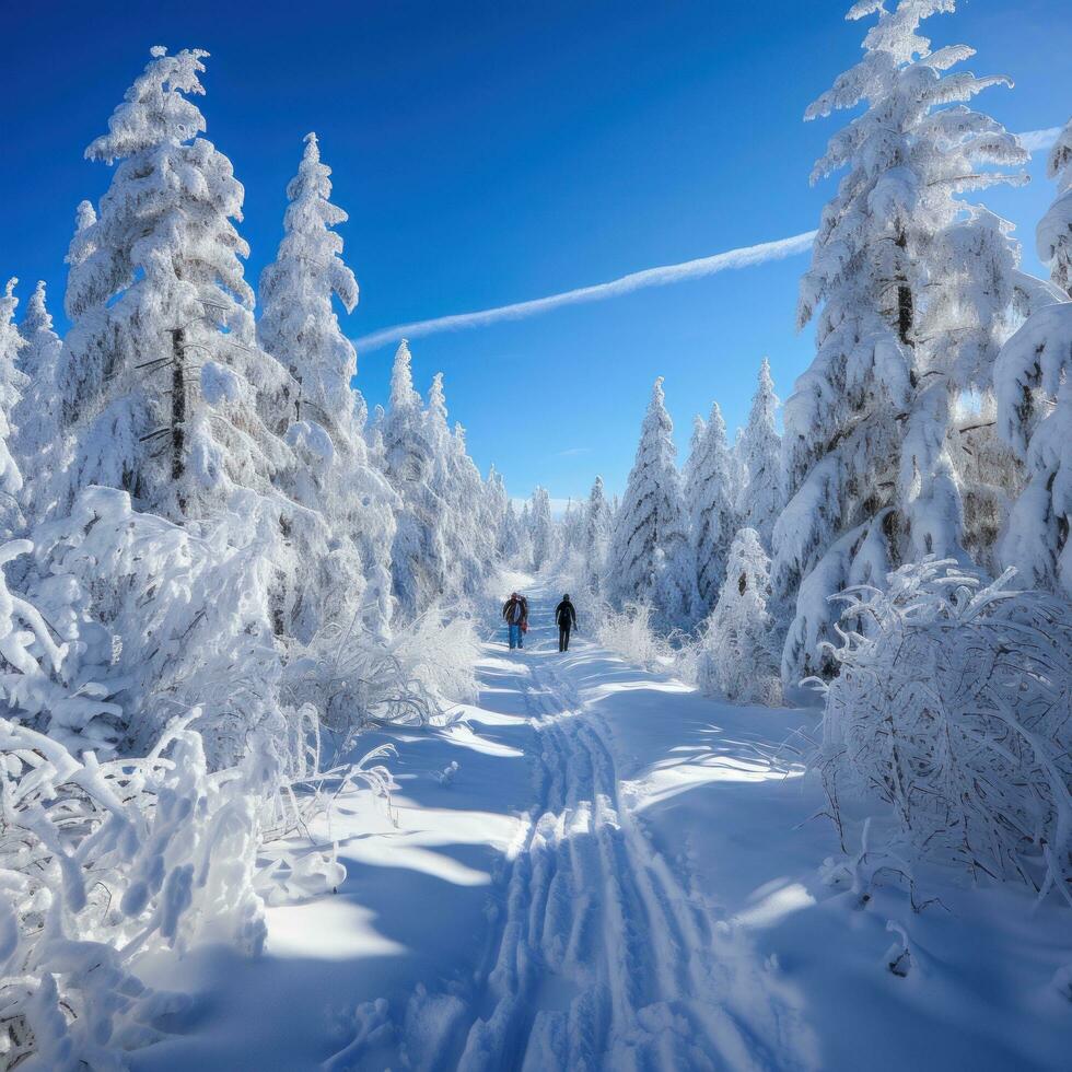 Cross-Country Skiing. Endurance and scenic routes throug photo