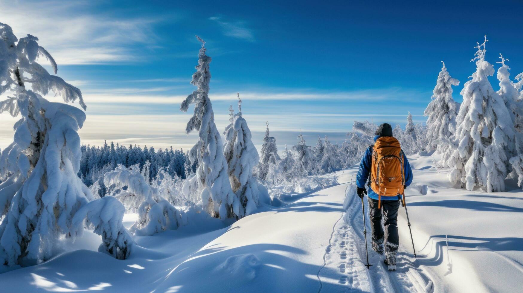 Cross-Country Skiing. Endurance and scenic routes throug photo