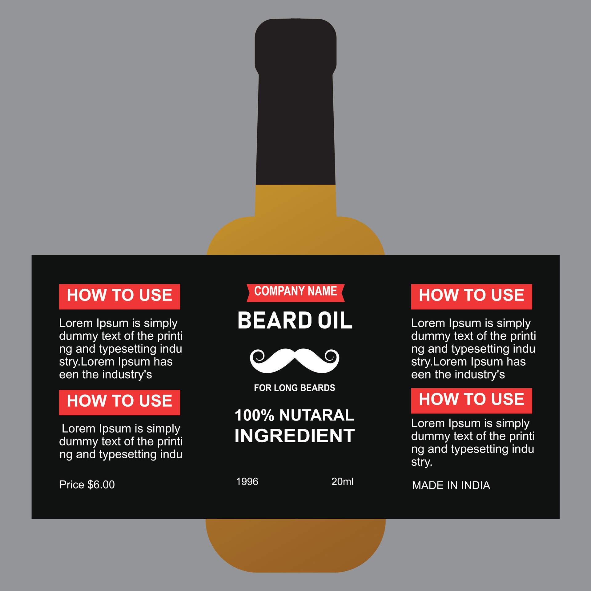 Masculine Beard Oil Label Design 29799833 Vector Art at Vecteezy