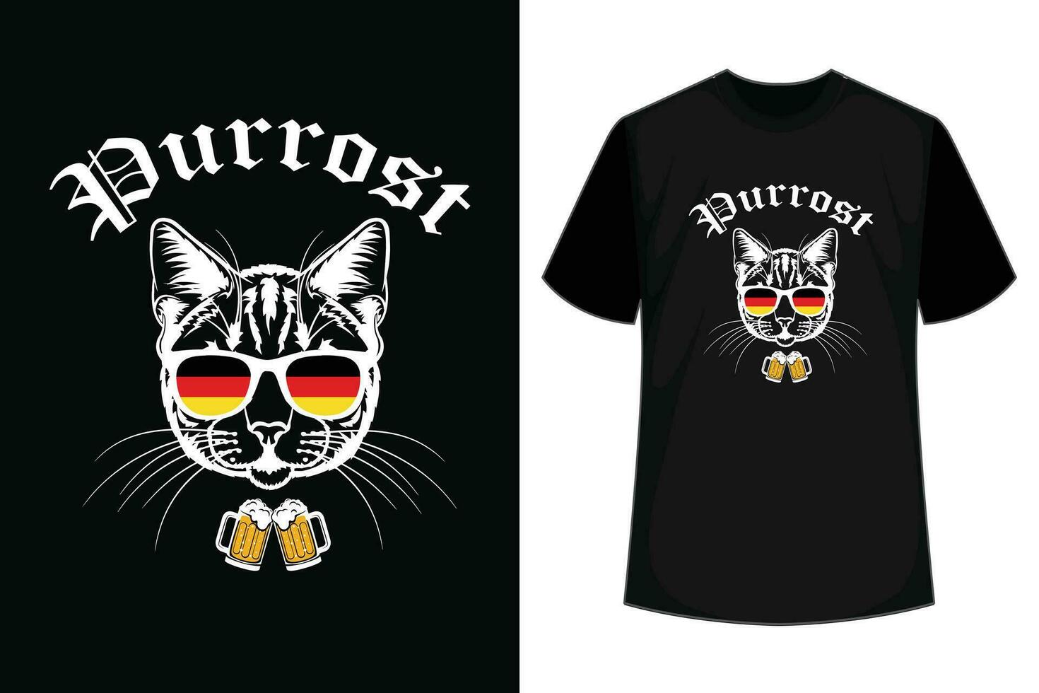 Oktoberfest gracioso prost retruécano ronroneo gato t camisa vector