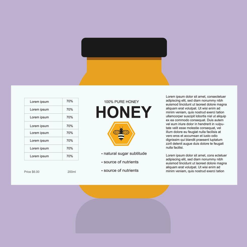 Sweet honey template, Product placement label design. Detailed 3d illustrationt vector