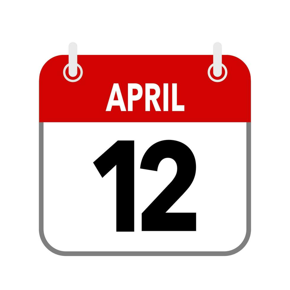 12 April, calendar date icon on white background. vector