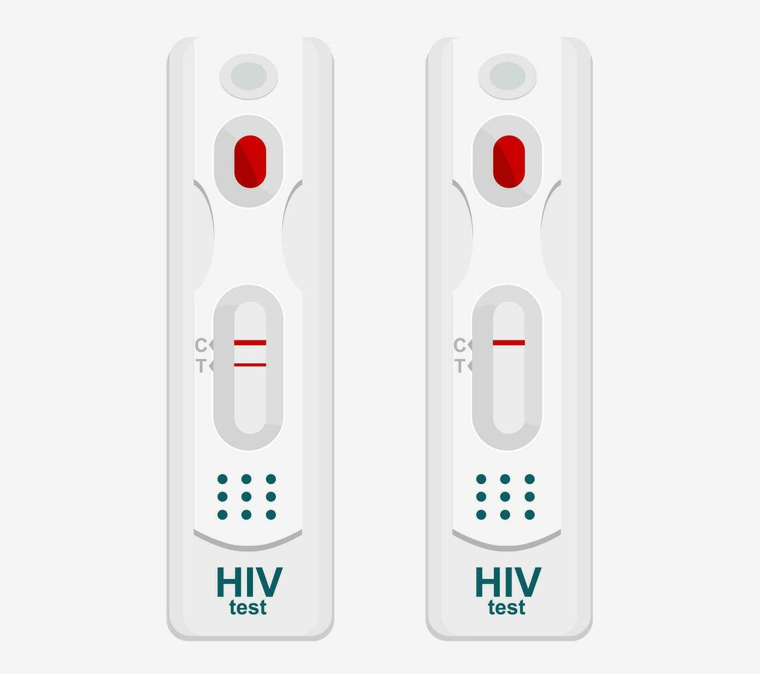Set of express test for HIV and AIDS, with a positive and negative result. vector