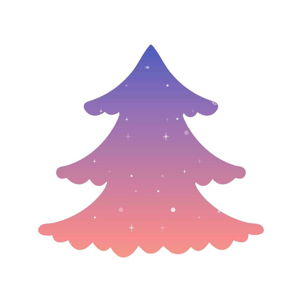 silhouette glittery Christmas tree frame . Gradient blue and pink vector