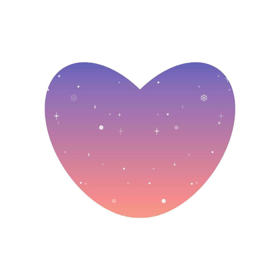 Silhouette glittery heart frame . Gradient blue and pink vector