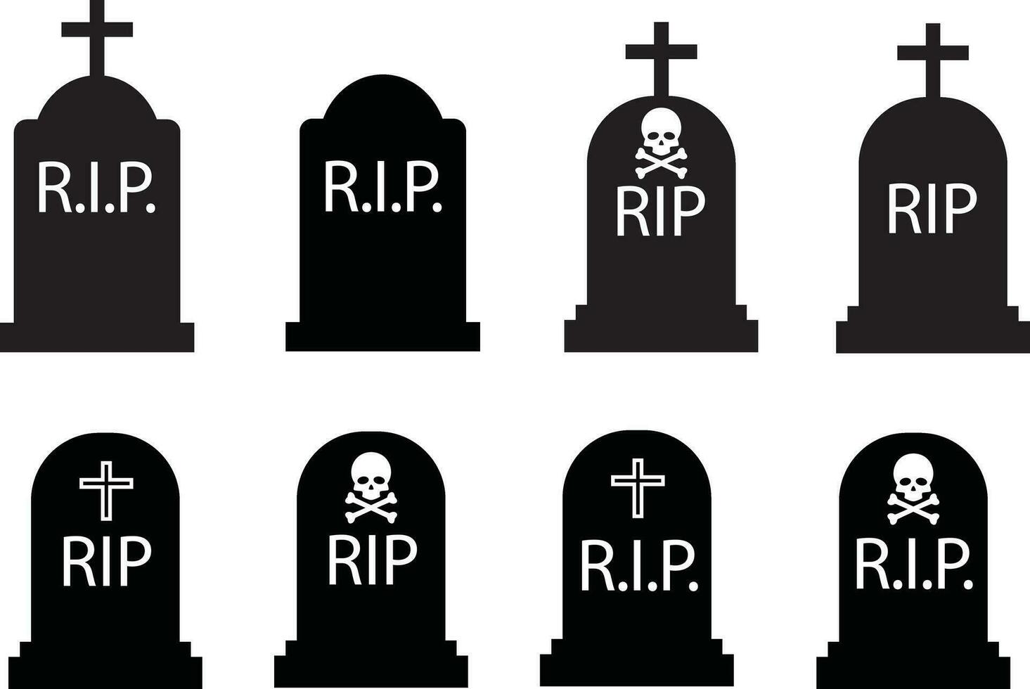 Tombstone icon. RIP symbol. Rest in peace sign. Halloween Graveyard logo. flat style. vector
