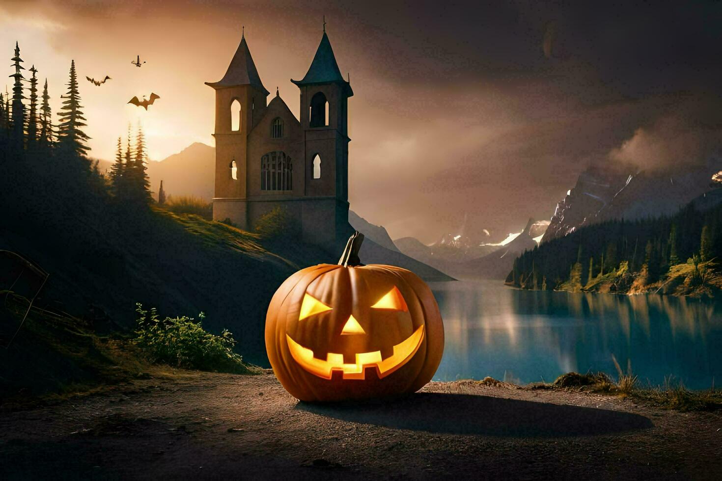 Halloween Wallpaper Ai Generative photo