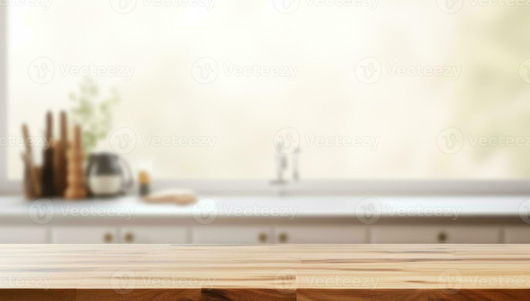 wooden counter space in the kitchen AI Generated photo