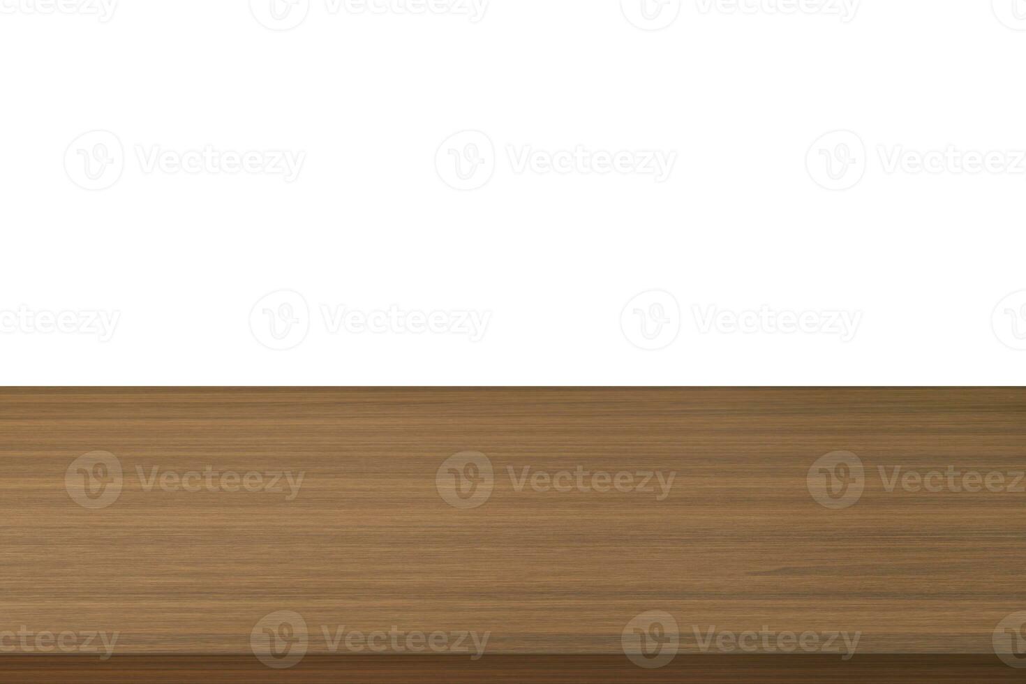 Beautiful empty wooden table isolated on white background. photo