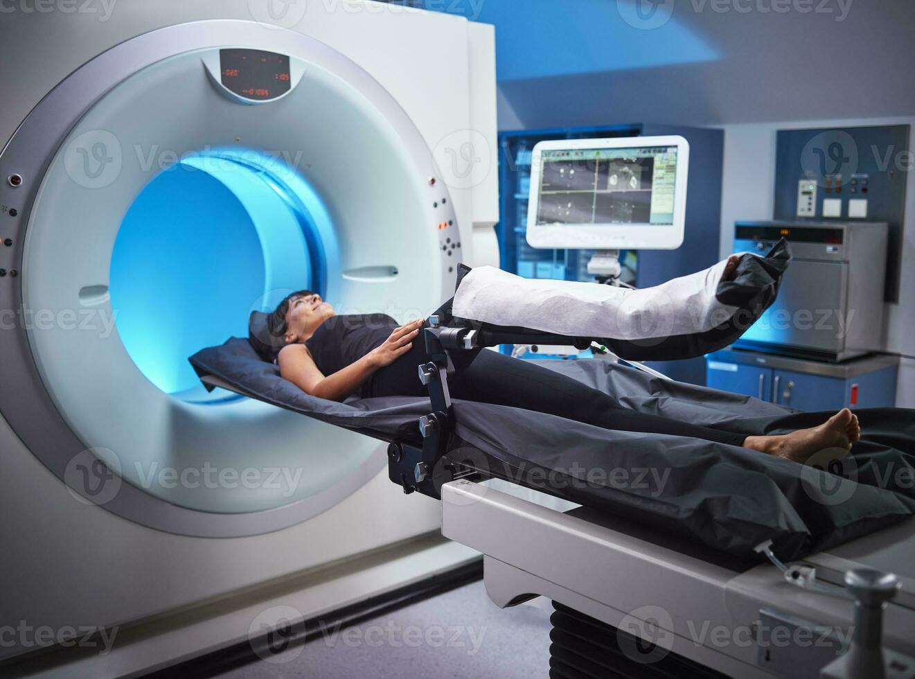 Woman having an MRI examination in hospital photo