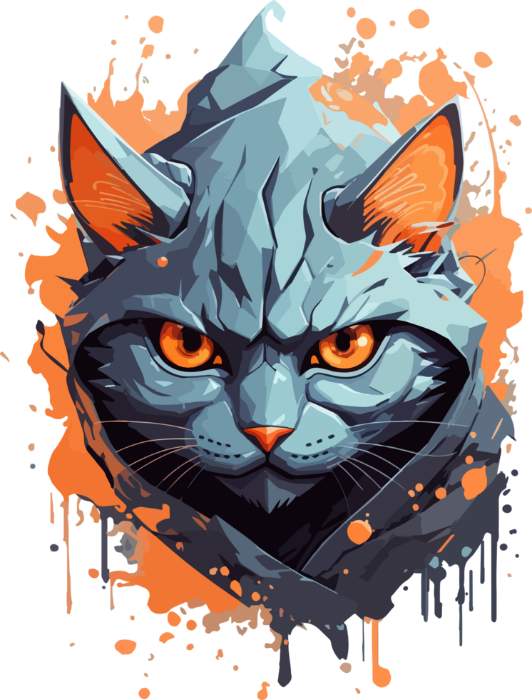 Cat Ninja T Shirt Design AI Generative png